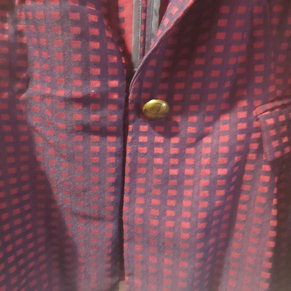 Modcloth Navy and Maroon Grid Print Button Detailed Blazer in Size 2X - Picture 8 of 12